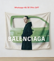 Balenciaga Black Hoodie Green Car Door Editorial Flannel Sofa Throw Blanket BA229